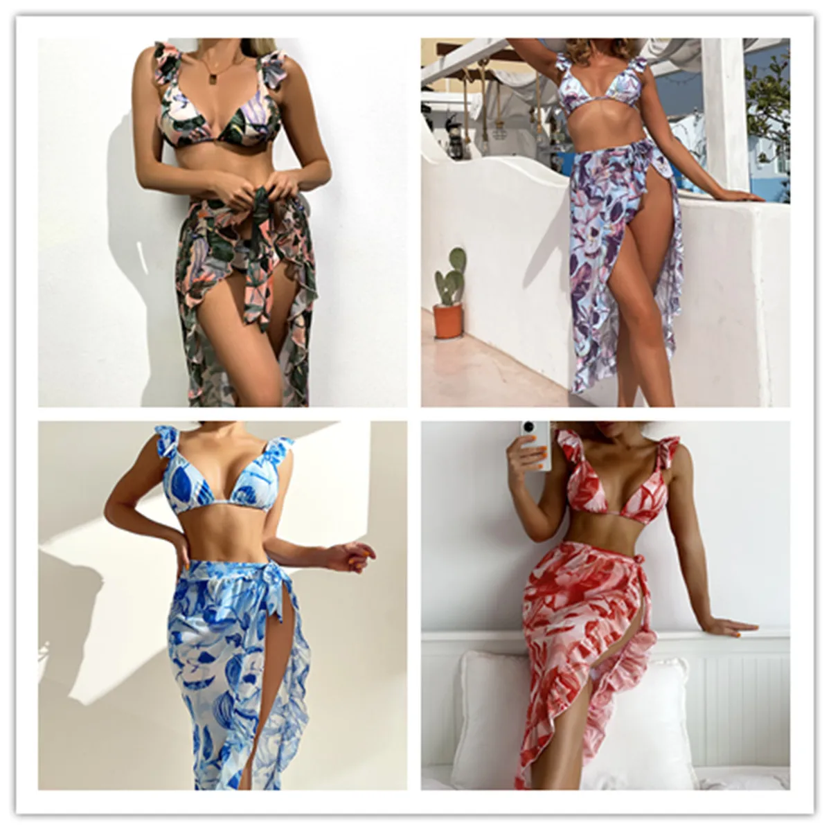 

Новый треугольный купальник на бретелях, Женский раздельный привлекательный раздельный купальник разных цветов, двухстороннее бикини, сет...