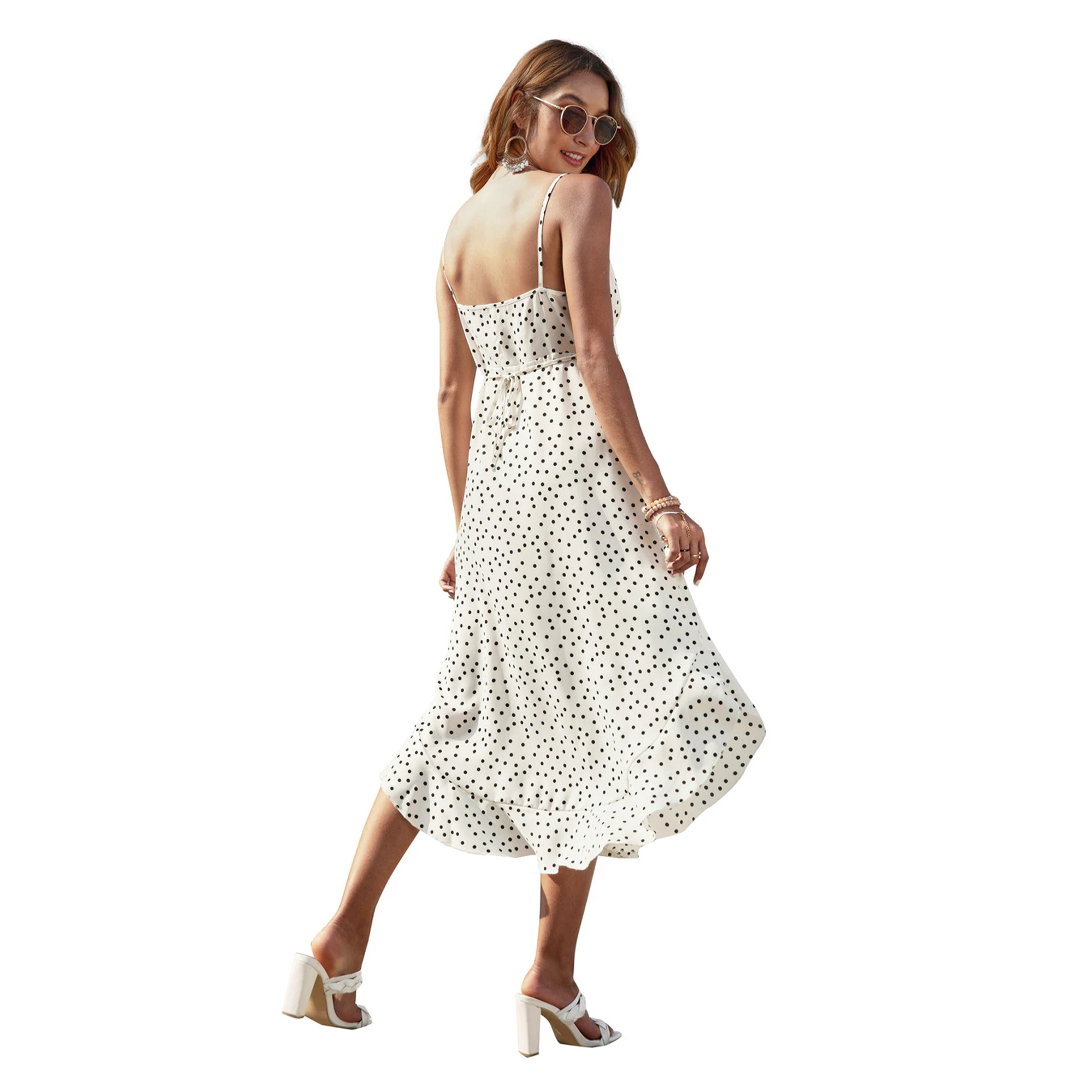 

Summer long dress polka dot casual white dress sexy half body strapless new 2022 yellow beach dress women vacation wear