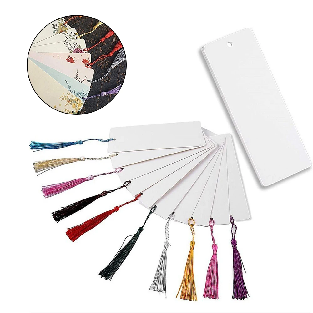 

48sets Kraft Paper Bookmark Blank Cardstock Bookmark Kit With Colorful Tassel Pendant Ideal DIY Handicrafts Gifts Scrapbooking
