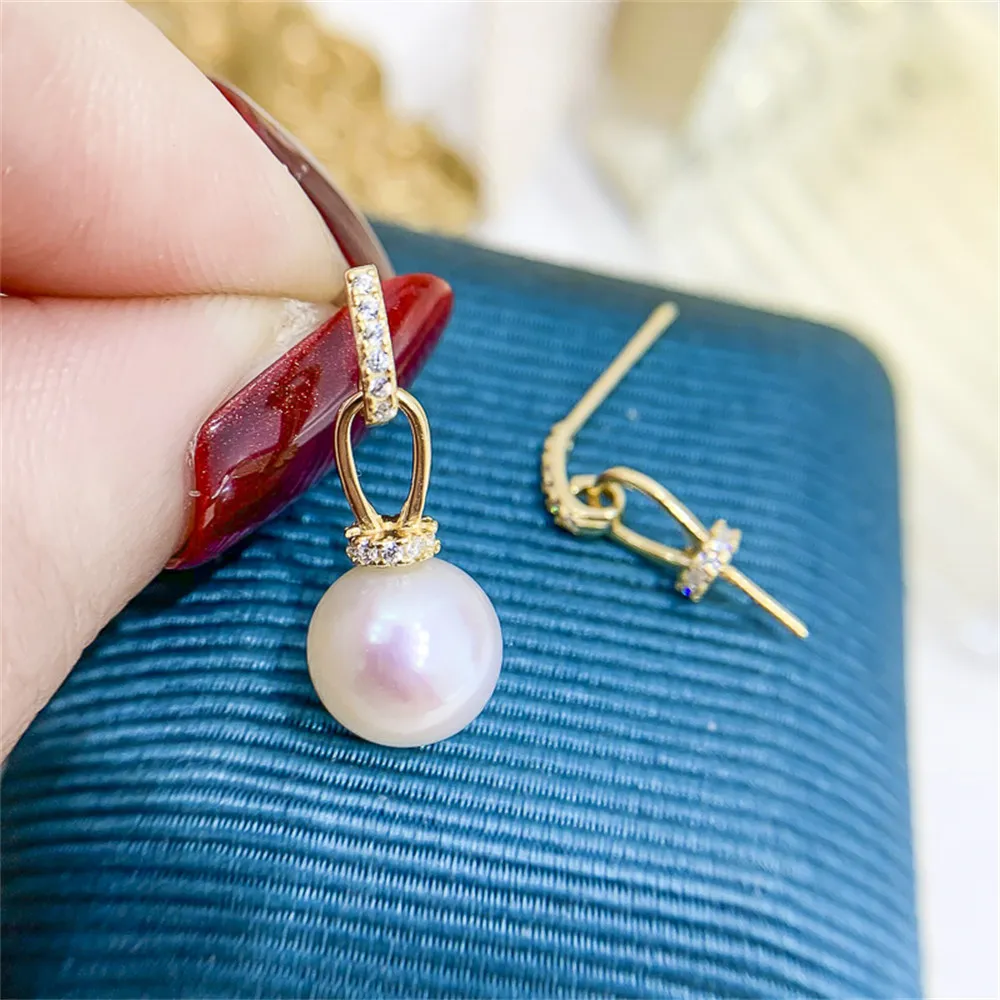 

DIY Pearl Earnail Accessories S925 Sterling Silver Jewelry Fashion Earrings Women's Empty Fit 7-9mm Beads