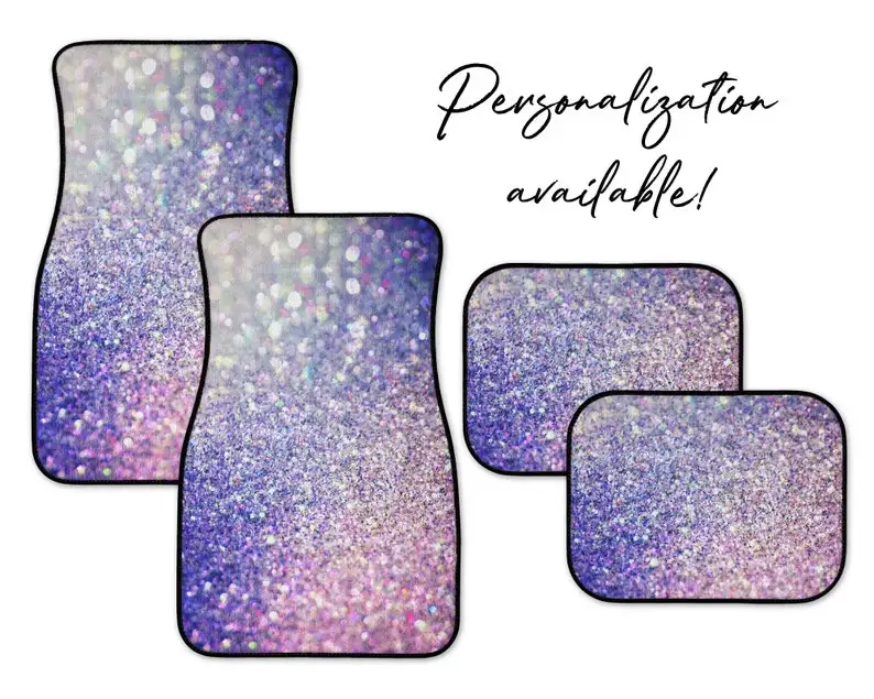 

Glitter Ombre Car Mats in Royal and Pink, Personalization Available
