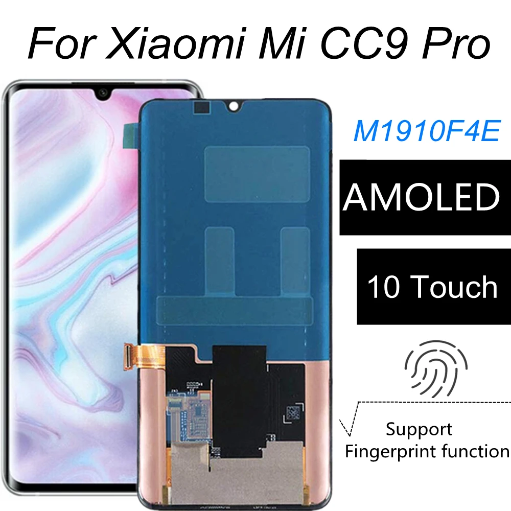 

6.47" AMOLED For Xiaomi MI Note 10 note10 Pro M1910F4E Display Touch Panel Screen Digitizer For Xiaomi note10 cc9 pro lcd