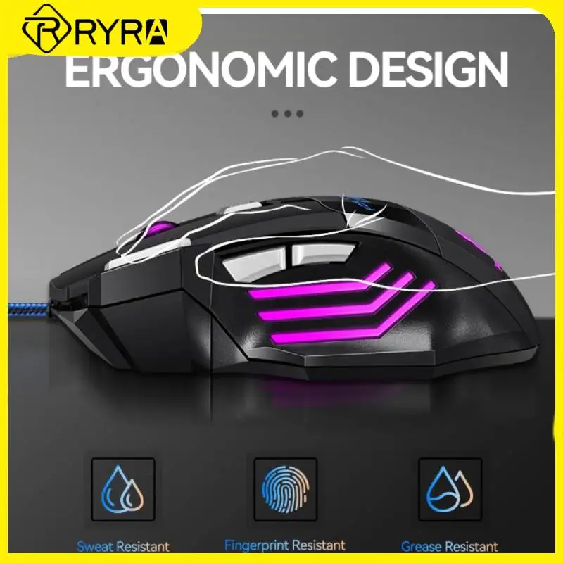 

RYRA New 2400DPI Wired Mouse 4-gear Adjustable Mouse Optical Silent USB Gaming Mice 7 Keys Computer Adapter Computer Accessories