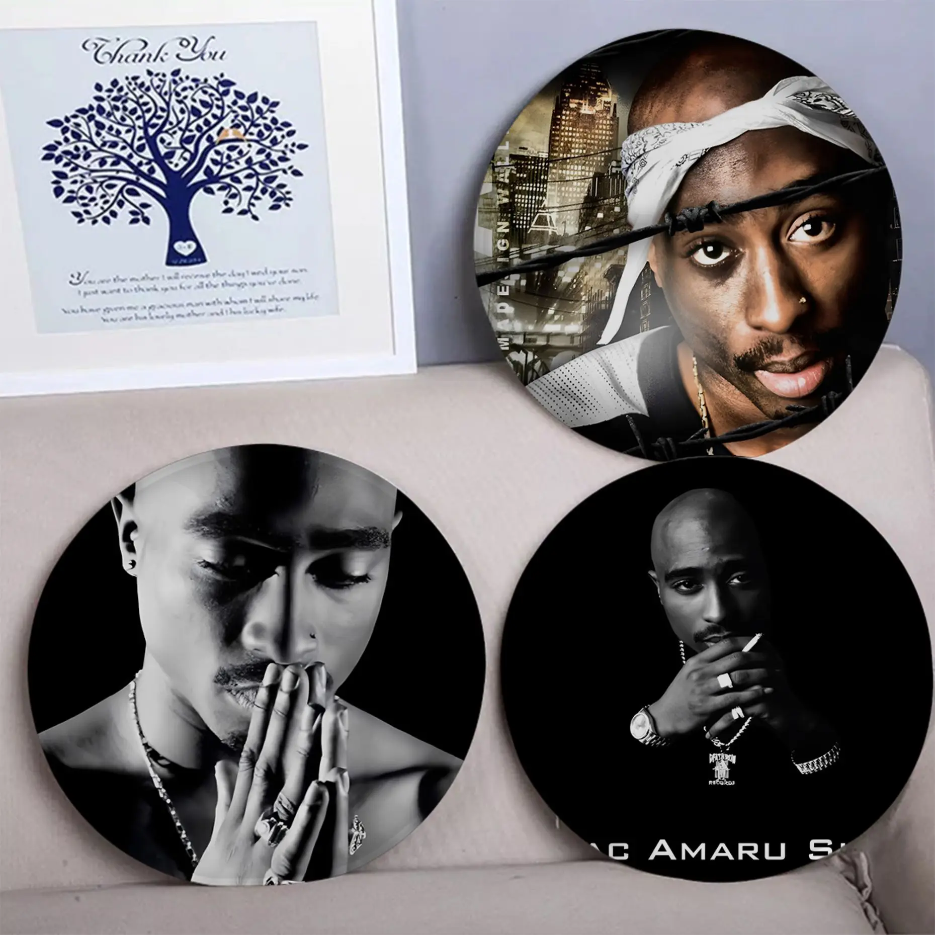 

Rapper 2pac Singer-S Nordic Printing Dining Chair Cushion Circular Decoration Seat For Office Desk Outdoor Garden Cushions