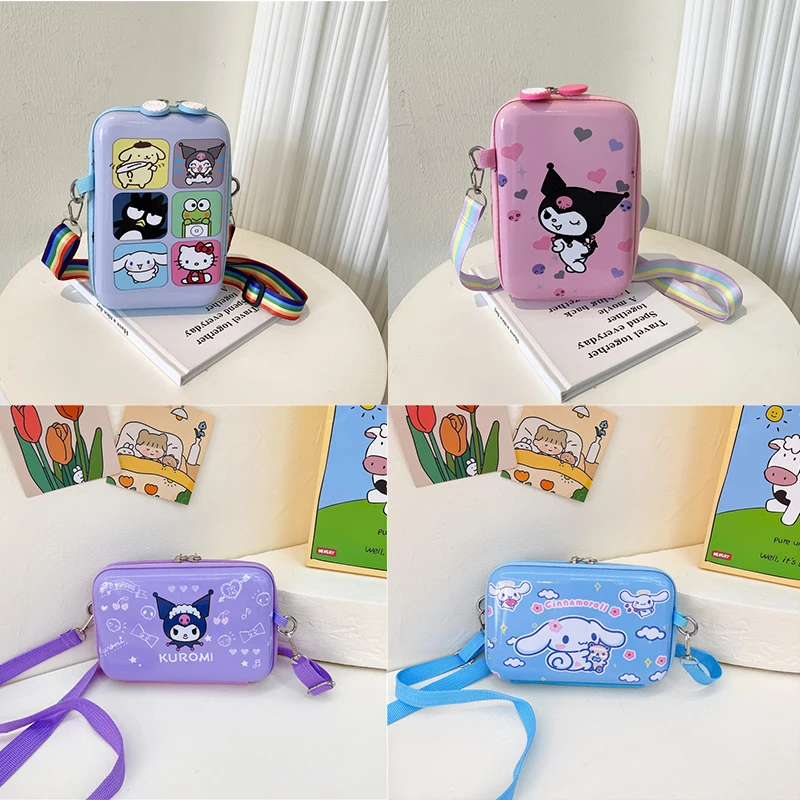 

Sanrio Crossbody Bags for Women Anime Hello Kitty Cinnamonroll Kuromi Portable Mobile Phone Bag Girls Anime Messenger Bags