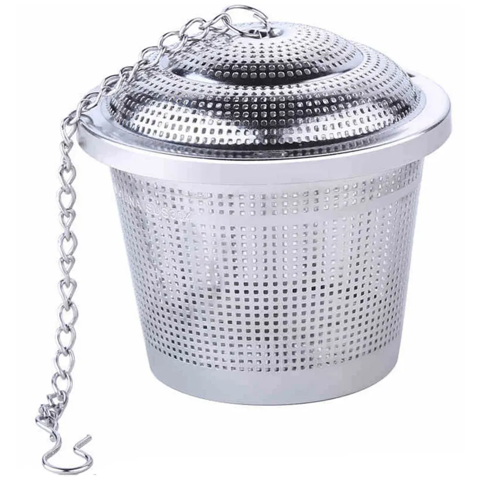 Multifunction Tea Strainer 304 Stainless Steel Reusable Or Kitchen Cooking Seasoning Bag Chained Lid Filter Loose Spice Infuser images - 6