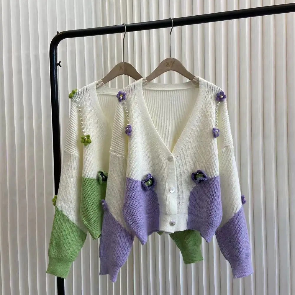 Autumn New Maternity Loose V-Neck Sweater Women's Cardigan one