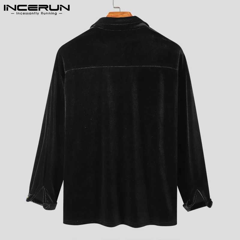 INCERUN Tops 2022 American Style New Men's Fashion All-match Simple Blouse Stylish Male Solid High-end Long-sleeved Shirts S-5XL