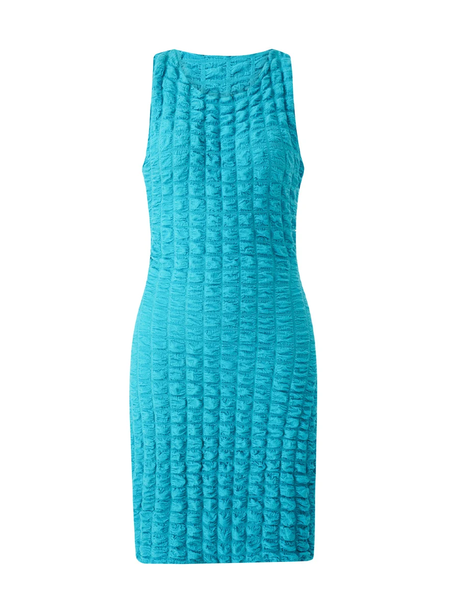 

women bodycon dresses elegant Sexy White Solid Color Sleeveless Waffle Textured Wrap Dress