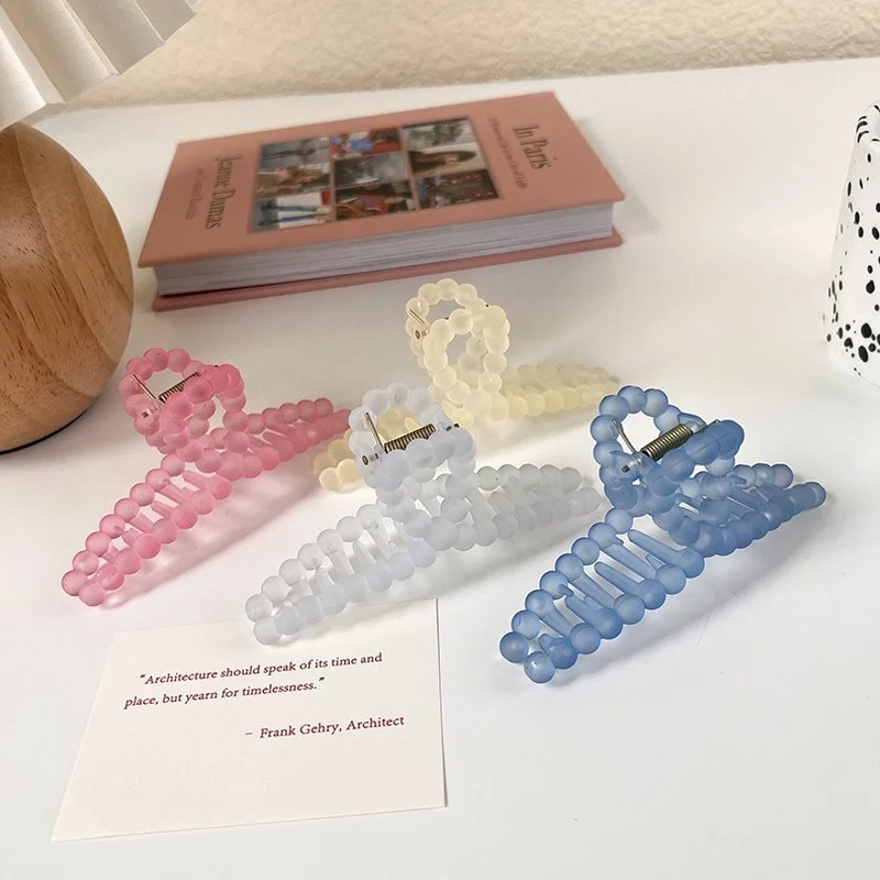 

Прозрачная Матовая заколка в виде акулы, большая Желейная заколка для волос, прозрачная летняя простая заколка для захвата, карамельные цве...