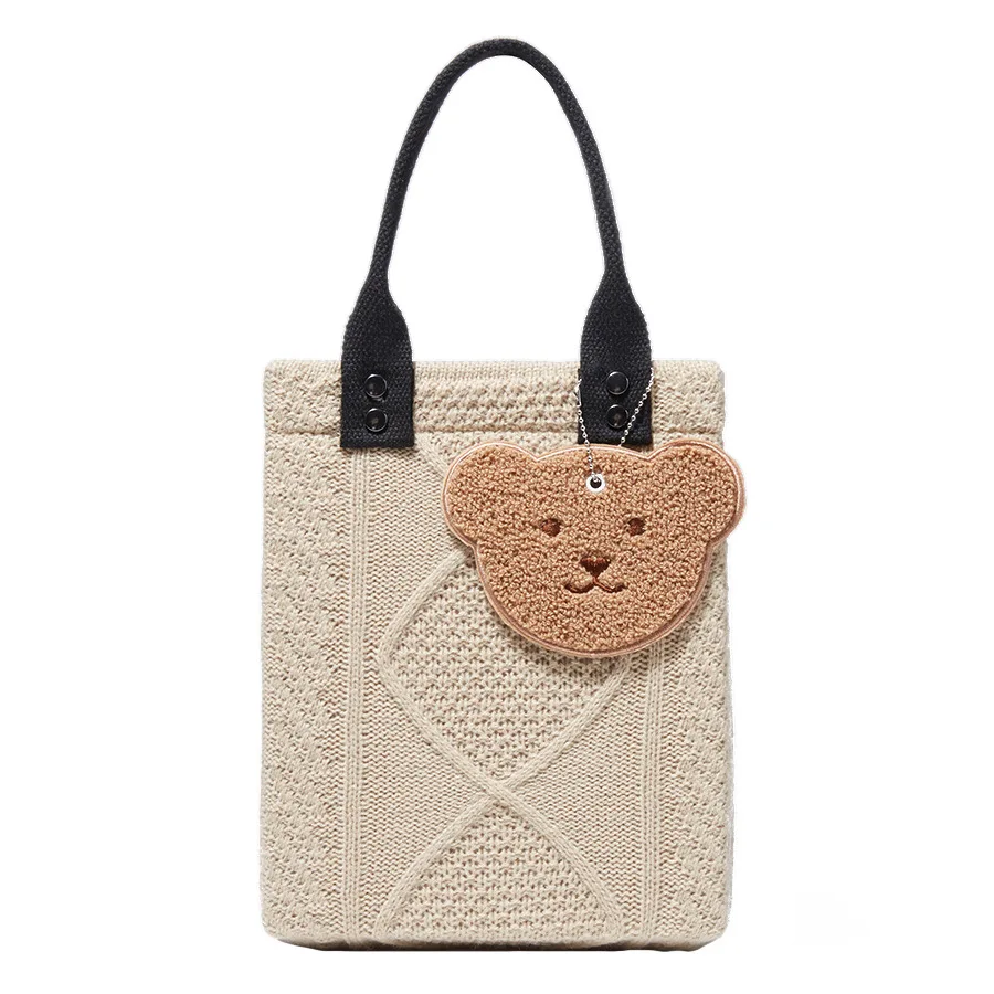 Infinite Charm New Woven Cute Bear Purses And Handbags Large Capacity Casual Women Tote Bag Ladies Fashiona Single Shoulder Bags