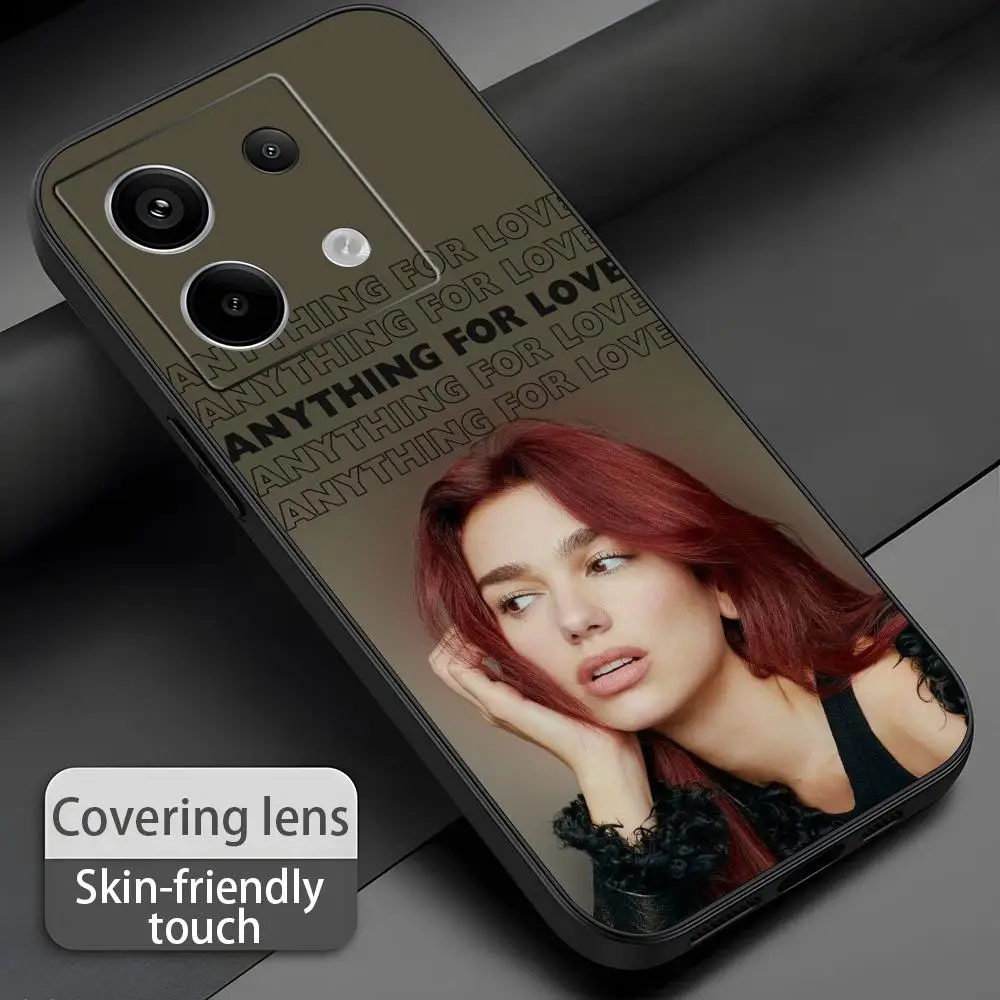 Фото Чехол для телефона с изображением певицы Дуа Липы для Redmi Note 17 15 14 13 12 11 Pro Plus S 5G, мягкий черный чехол. №2