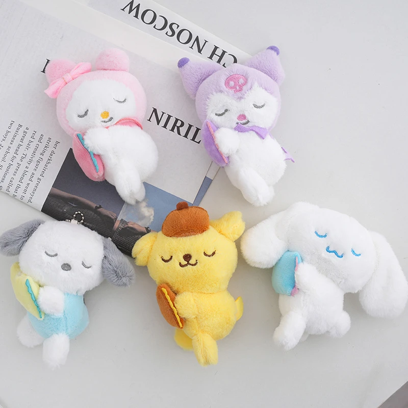 

Kawaii Sanrio Anime Kuromi Cinnamoroll Sleeping Plush Toy Bag Pendant Cute Cartoon My Melody Sweet Backpack Accessory Gift