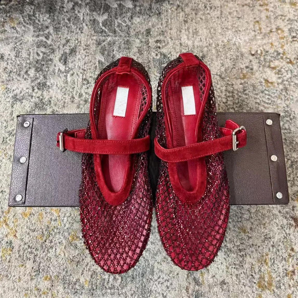 Женские универсальные сандалии Water Diamond Fishing Net 2026 Summer New Cutout Fashion Mary Jane с одной кнопкой и плоской подошвой (art.: 3920db2be5bac) - 3920db2be5bac