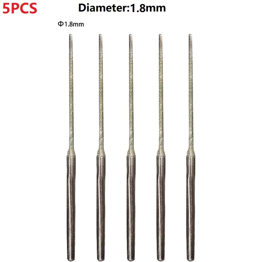 

5Pcs 60mm Mini Diamond Burrs Drill Bit 1.2/1.5/1.8/2.1/2.6mm Cylindrical Ball Nose Punching Needle For Cutting Engraving
