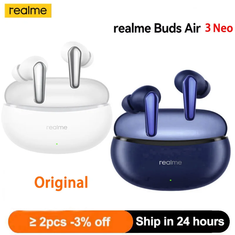 

Realme Buds Air 3 Neo Earphone 30-hour Long Battery Life AI ENC Call Noise Cancellation 88ms Ultra-low Latency IPX5 Waterproof