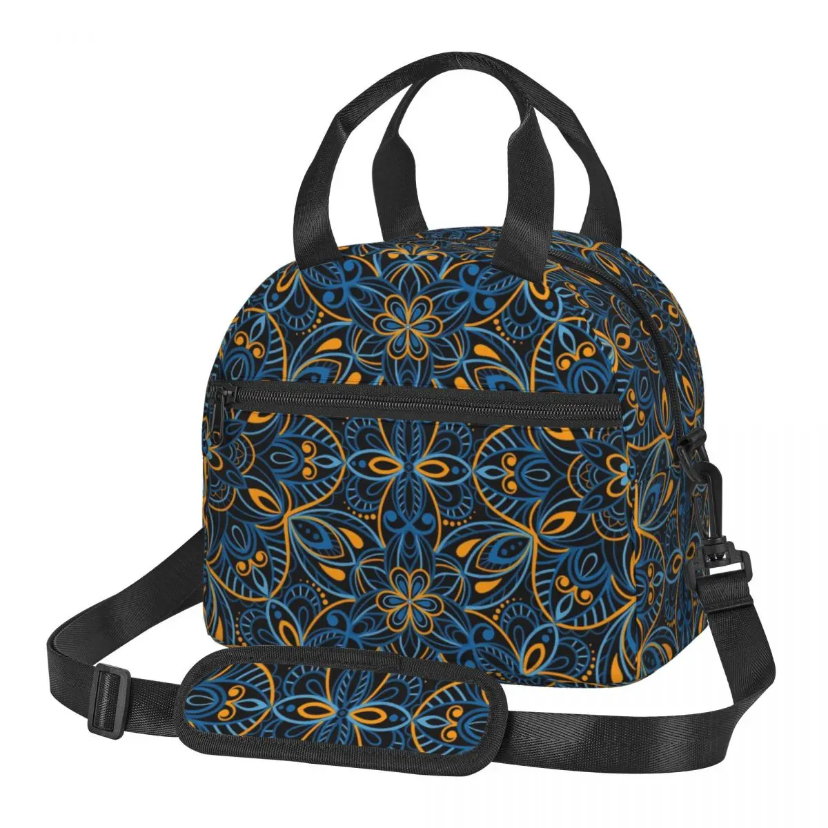 

Vintage Mandala Lunch Bag Abstract Floral Casual Lunch Box School Portable Zipper Thermal Lunch Bags Graphic Cooler Bag