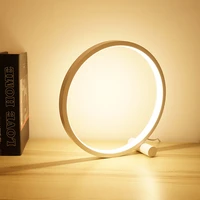 led table lamp bedroom circular desk reading lamps three color dimming usb round night light for living room bedside lamp decor