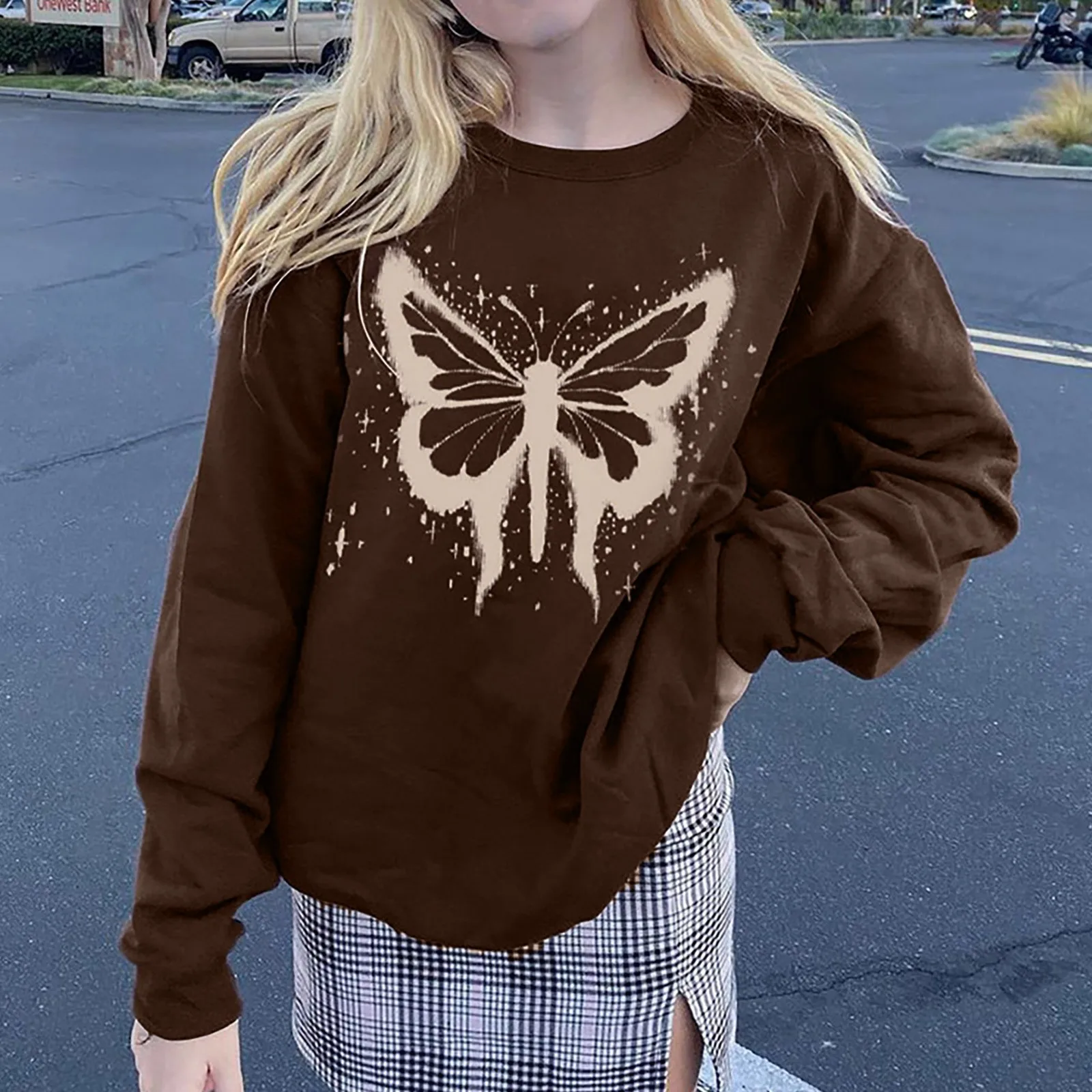 

Женский спортивный костюм с принтом, топ с круглым вырезом и длинным рукавом