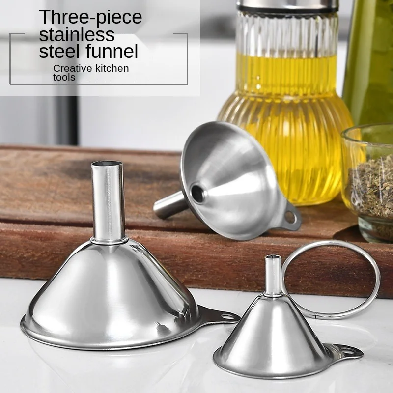 

3Pcs Mini Small Mouth Funnel Stainless Steel Filling Hip Flask Beer Liquid Oil Kitchen Gadget Spice Wine Flask Filter Funnel