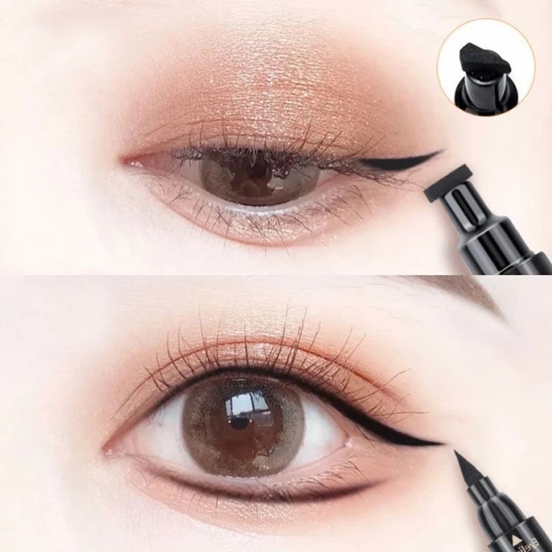 

2 In1 Eyeliner Stamp Double-Headed Liquid Eyeliner Pencil Waterproof Lasting Quick Dry Tattoo Triangle Seal Eye Liner Eye Makeup