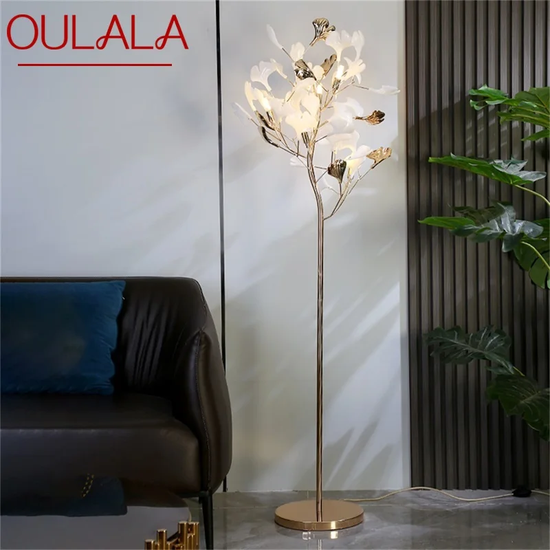 

OULALA Nordic Creative Floor Lamp Ginkgo Flower Shape Light Modern LED Decorative for Home Living Bed Room