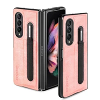 z fold 3 leather case with pen holder for samsung galaxy z fold 3 5g phone cover zfold3 slot card bags for galaxy z fold 3 cases