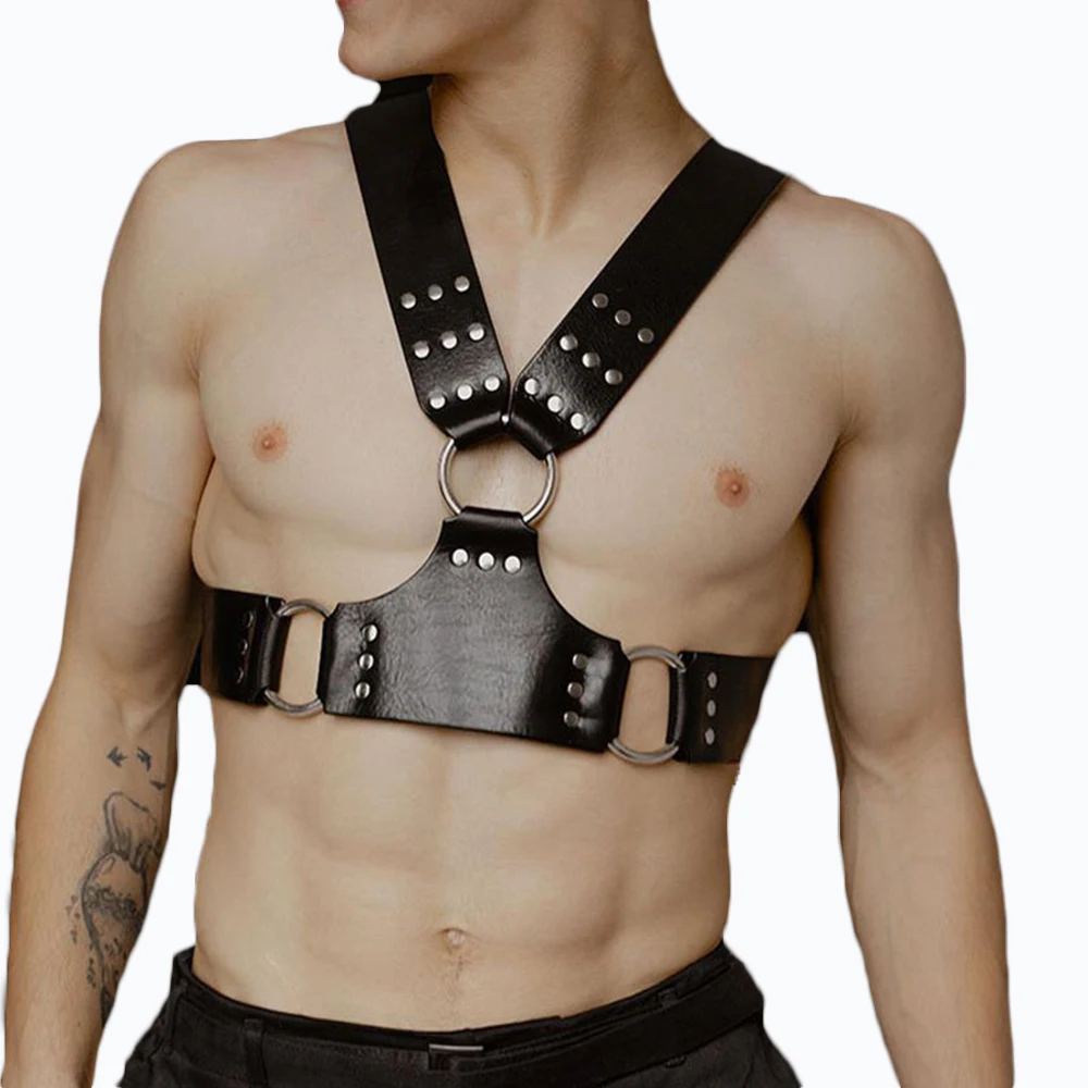 

2021 Male Harness Fetish Gay Lingerie Adjustable Belt Cage Bondage Erotic Sexy Punk Rave Costumes Cosplay Tops