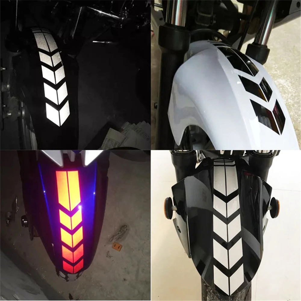 

Reflective Motorcycle Fender Sticker Waterproof Safety Arrow Warning Tape Car Decals Colorful Decoration Motorbike Accessories