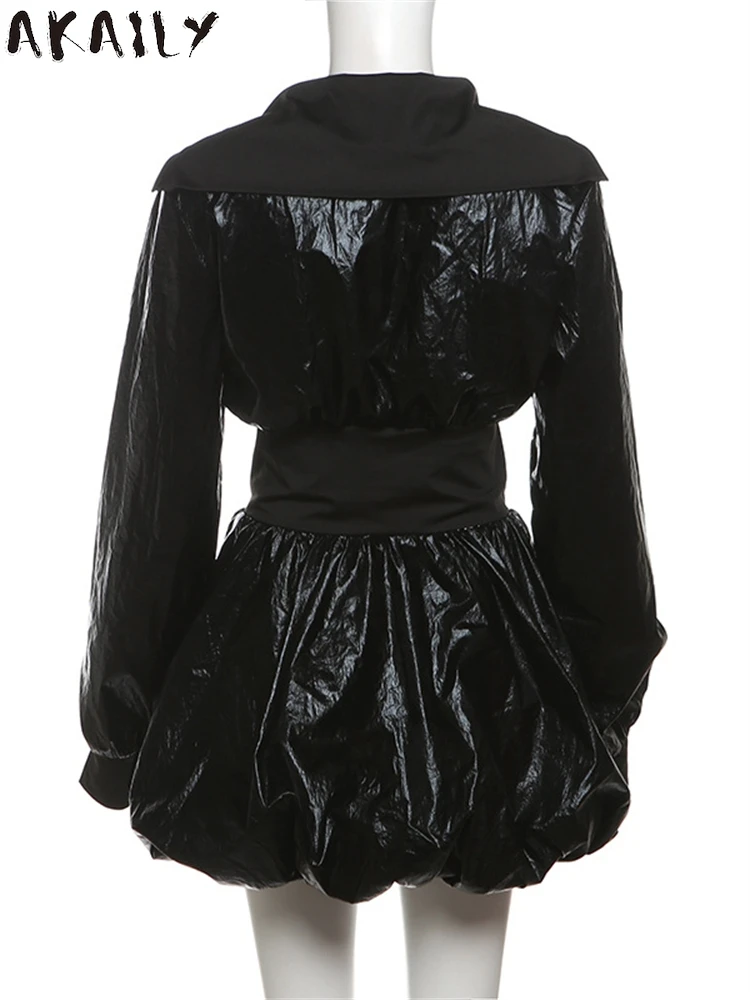 Akaily зимний женский комплект из двух предметов искусственной кожи уличная одежда