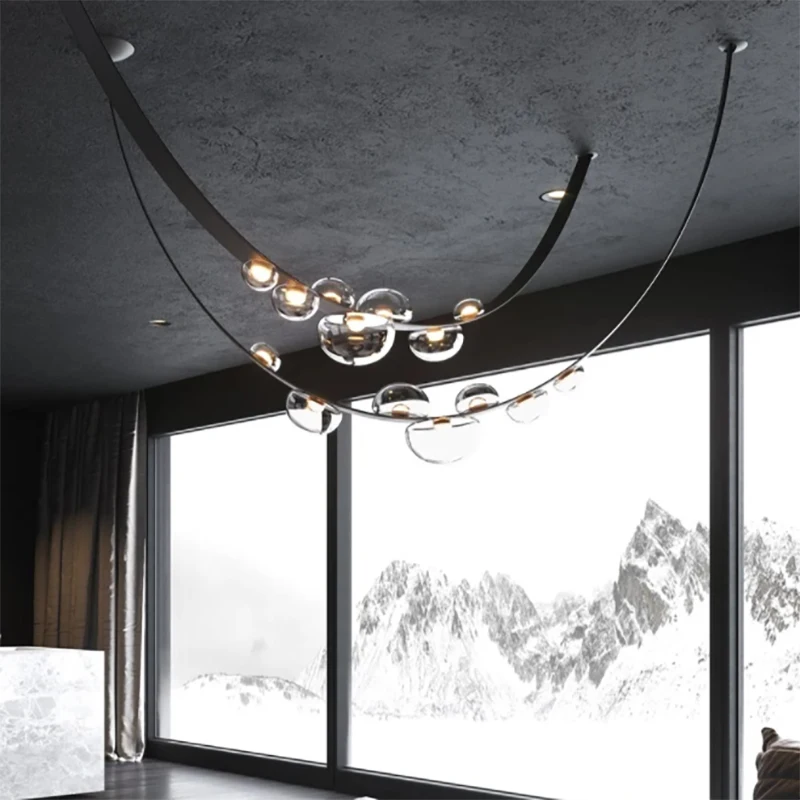 

SANDYHA Modern Leather Pendant Lighting Home Decor Suspension Design Lusters Luminaires Dining Living Room Hall Villa Chandelier