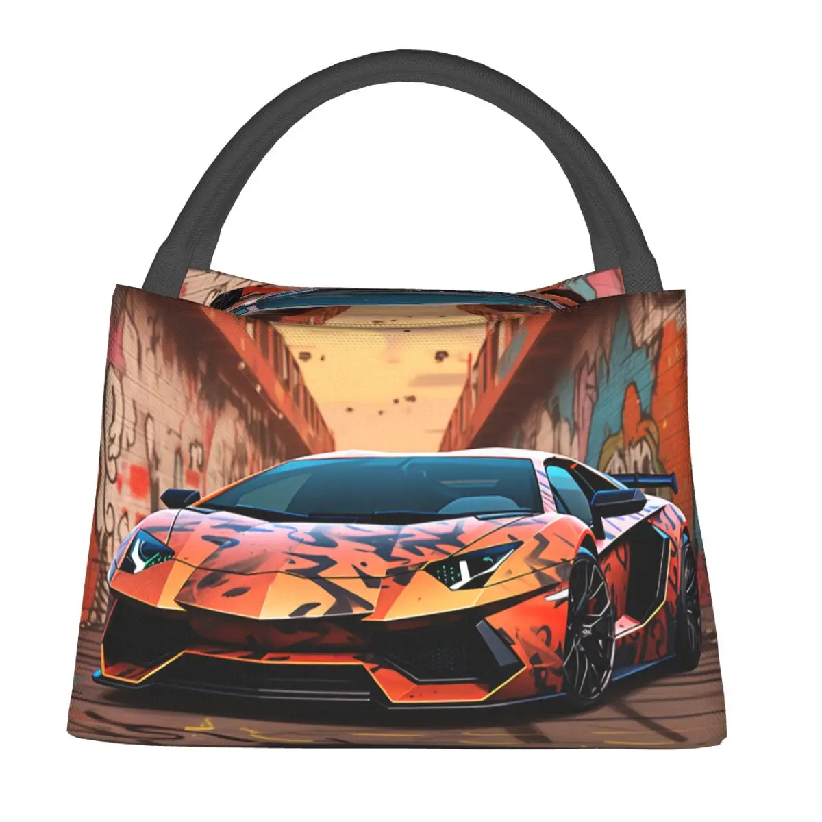

Luxury Sports Car Lunch Bag Various Styles Wall Graffiti Casual Lunch Box For Child Travel Cooler Bag Oxford Tote Food Bags