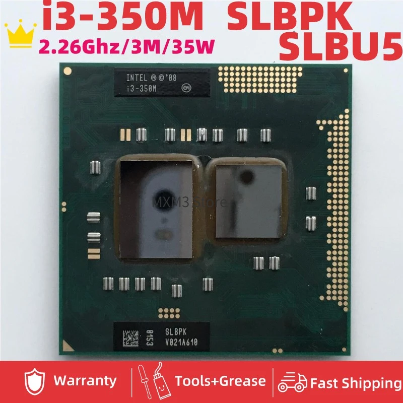 Intel Core i3-350M SLBPK SLBU5 モバイルCPUプロセッサー ソケットG1 PGA988 2.26GHz 3MB 2.5 GT/s Intel Core i3 350M SLBPK 2.26 GHz CP80617004161AC CPU Processor SLBU5