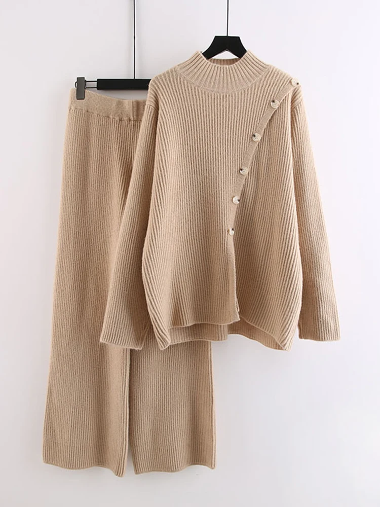 Женский трикотажный комплект из двух предметов пуловер с длинным рукавом и