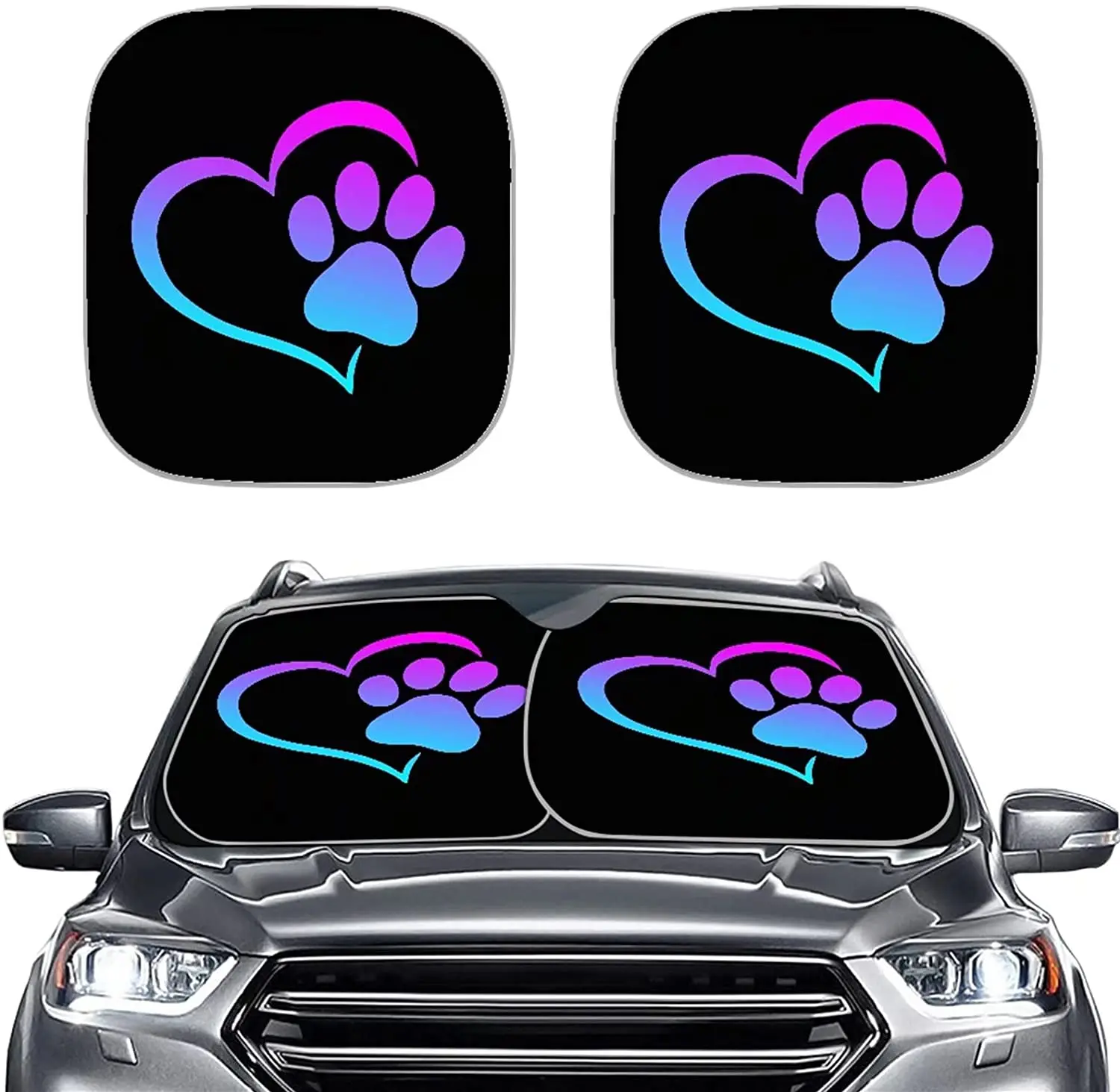 

ZPINXIGN Purple Dog Paw Windshield Sun Shade 2pcs Sun Blocker for Car Automotive Interior Sun Protection Sunshade Car Accessorie