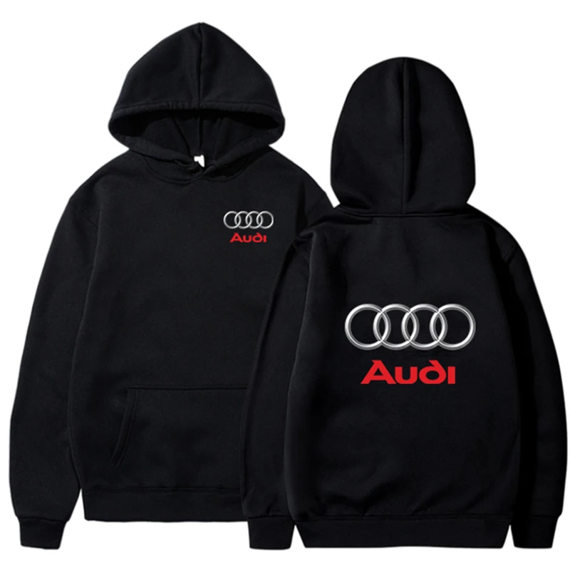 

2023 Spring Autumn Men's Cotton Hoodie Audi Logo Hooded Sweatshirt Cardigan Pullover Motorcycle Jacket Men's Clothing Sportswear