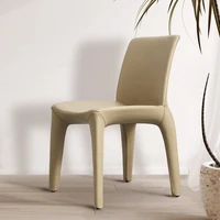 minimalist poly urethane chair backrest chair designer recommended dining chair restaurant hotel leather chair