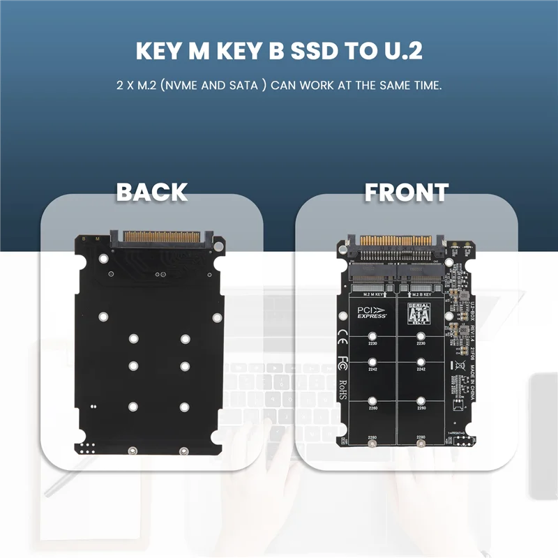 Фото 2 в 1 M.2 Nvme SATA U2PCB M.2 NVME SSD Key M Key B SSD To U.2 SFF-8639 Адаптер Pcie M2 Конвертер Детали настольного компьютера №4