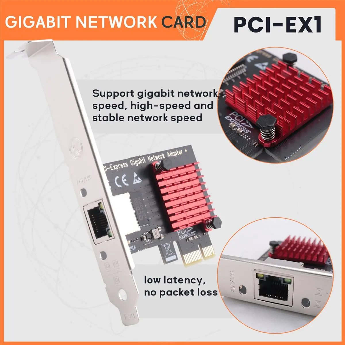 【A16I~】 Сетевая карта PCIE, гигабитная сетевая карта 101001000 Мбитс, проводная сетевая карта RJ45, сетевой адаптер PCI-E, LAN-карта (art.: 3920dce613fab) - 3920dce613fab