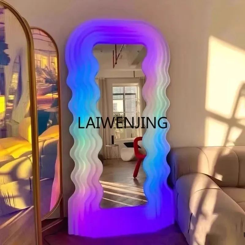 MJY Wave Home Фитнес для всего тела Розовое светящееся напольное зеркало с ветровой