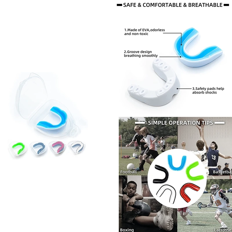 

Защита ротовой части для детей и молодежи, ограждение для мальчиков и девочек для футбола, бокса, MMA, Лакросса, баскетбола (5 шт.)