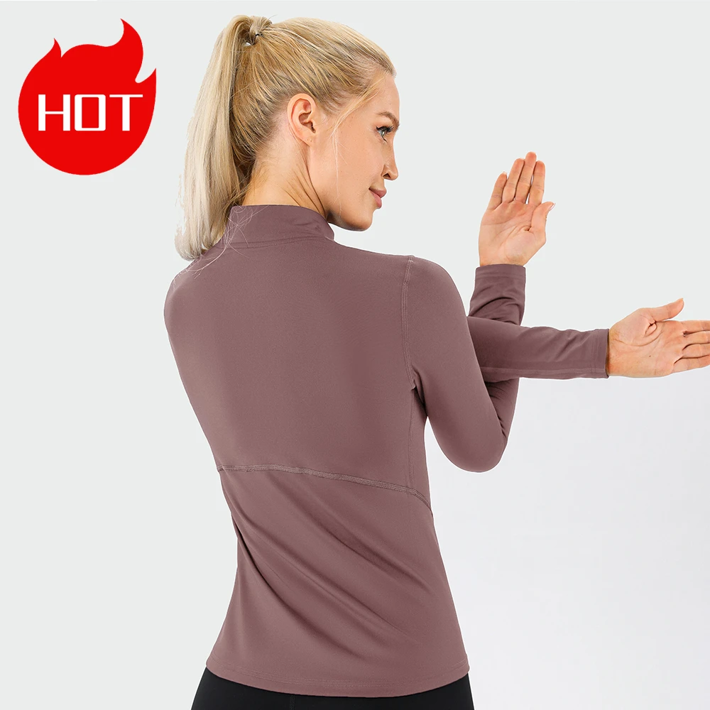 

New In lulu Half Zip Shirt Women Top Turtle Neck Woman Sports top Fitness T-shirt With Long Sleeve Yoga Wear Women's Gym Outfit