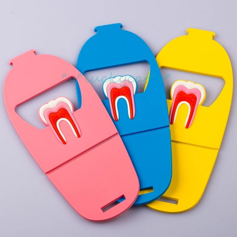 

new 1Pcs Cute Dentist Card Holder box Dental Colorful Rubber texture For Teeth Shape Phone Card Name Storage Dsiaply Stand box