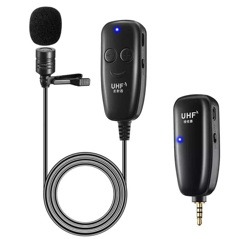 

NEW2023 UHF Lavalier Lapel Wireless Microphone Time Recording Vlog Mic Youtube Live Interview for iPhone DSLR Mic
