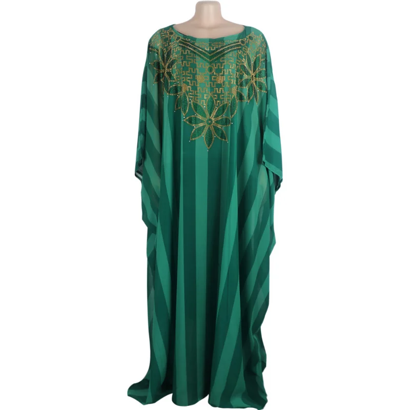 2023 New Muslim Robes Ladies Abaya African Dresses for Women Summer Chiffon Pearl Long Maxi Dress Traditional Clothing Plus Size