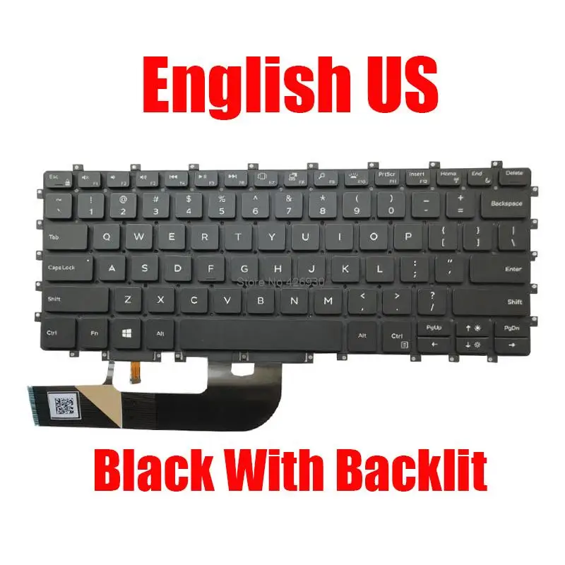 

Laptop Keyboard For DELL For XPS 15 9575 7590 0HC1GN HC1GN PK132471A00 NSK-EPABC 01 English US Black With Backlit New