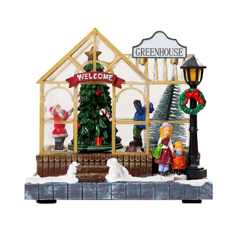 

Рождественские украшения Орнаменты Миниатюрный музыкальный дом Настольные украшения с подсветкой