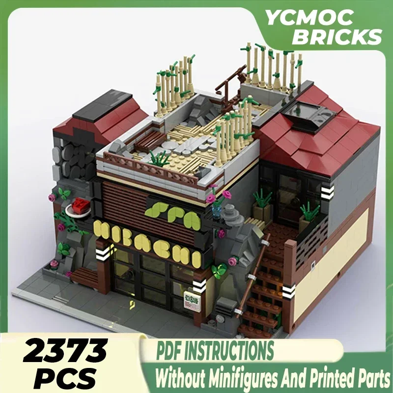 Технические Moc Bricks модель с видом на улицу Hibachi ресторан модульные строительные