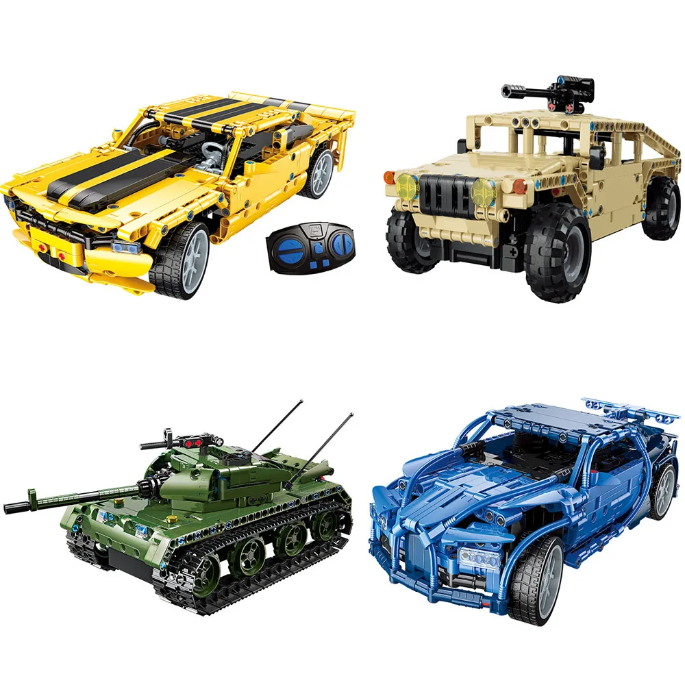 

RC Panther Tank Military SUV Sports Car Block DIY 2.4G Remote Control Vehicle Building Brick Toy For Boy Kids