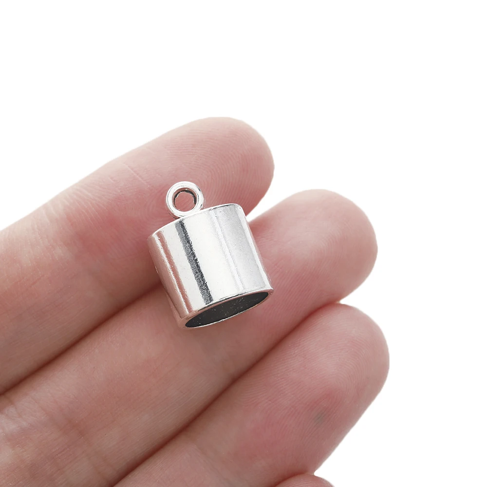 

10pcs Tibetan Silver Tassel End Caps Bead Glue In Cup For 10mm Round Leather Cord Necklace Bracelet Earrings Jewelry Making